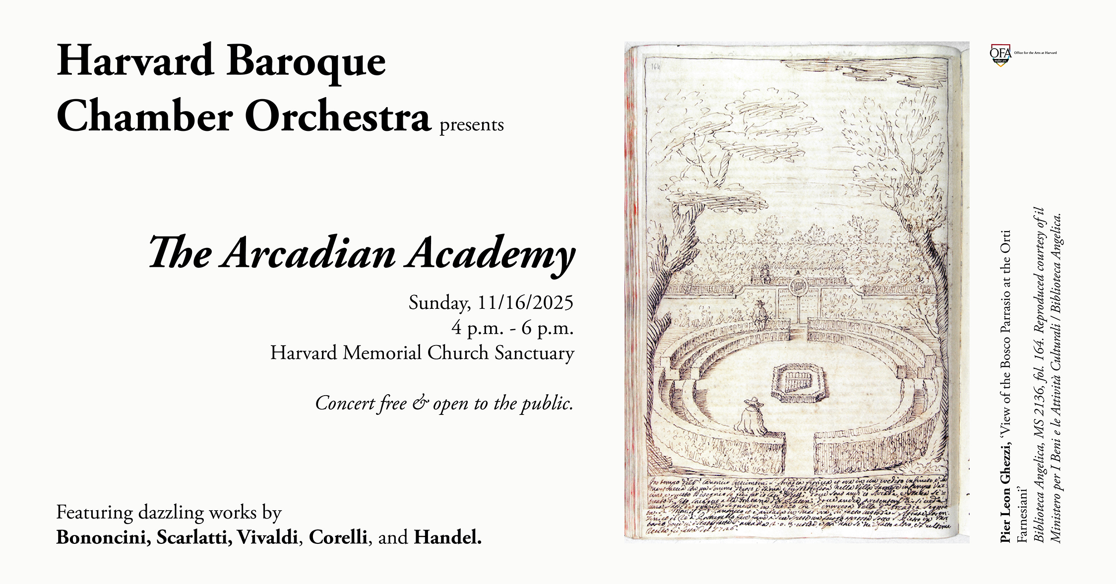 Harvard Baroque Chamber Orchestra Concert poster, Nov. 16, 2025