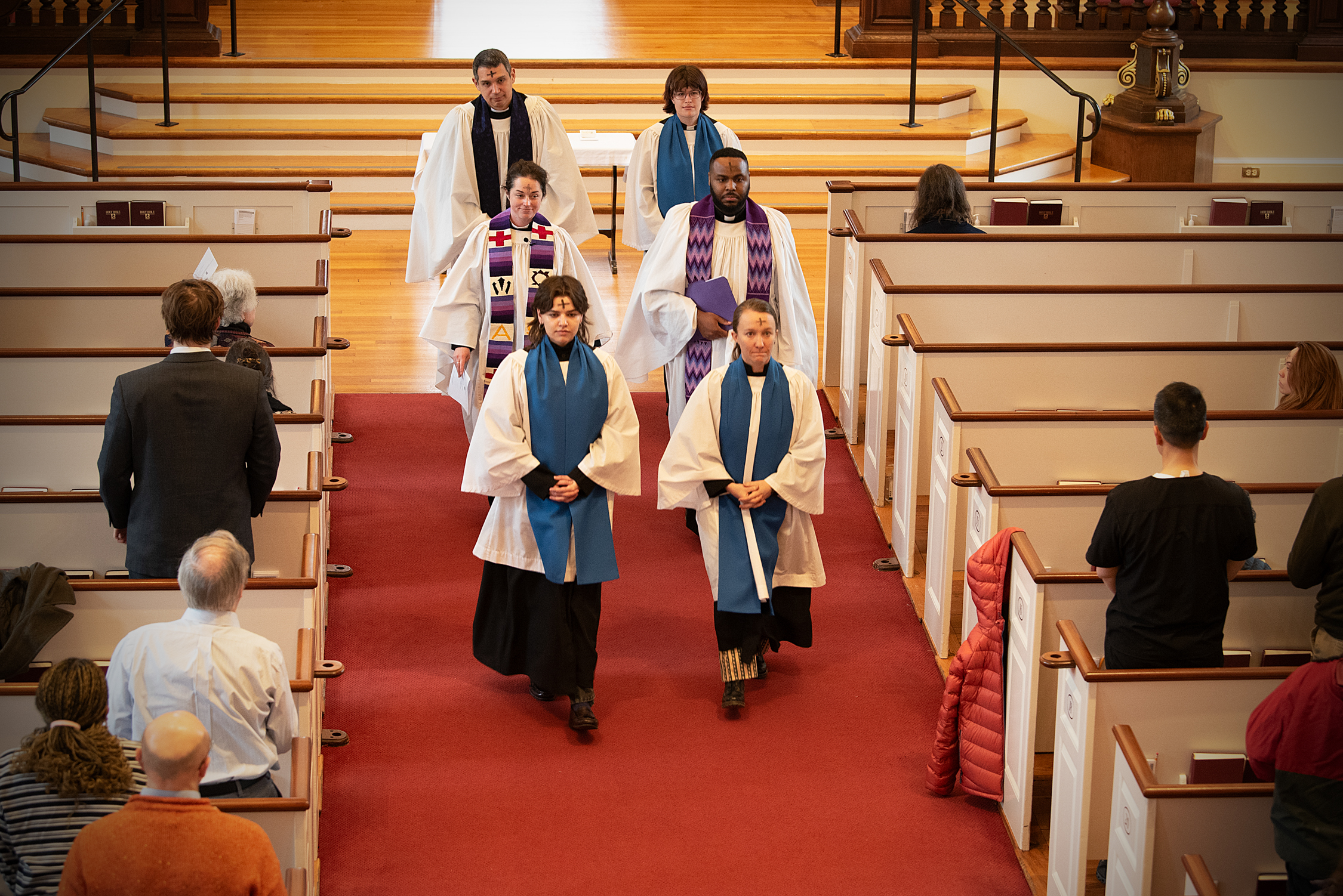 Memorial Church clergy recess following Ash Wednesday Service.