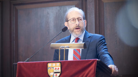 Harvard President Alan Garber speaks Morning Prayers on the fist day of fall classes.