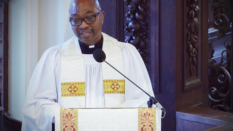 The Rev. Emmanuel K. Akyeampong preaches from the pulpit April 19, 2026