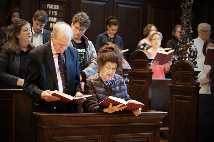 Cynthia Rossano and her husband John at Morning Prayers