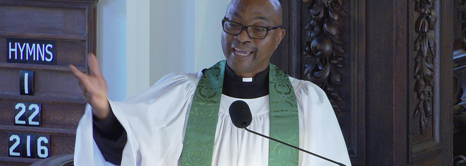 The Rev. Emmanuel K. Akyeampong preaches from the pulpit 