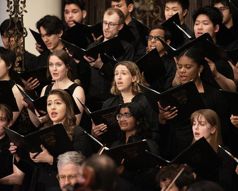 Harvard University Choir performs in the sanctuary