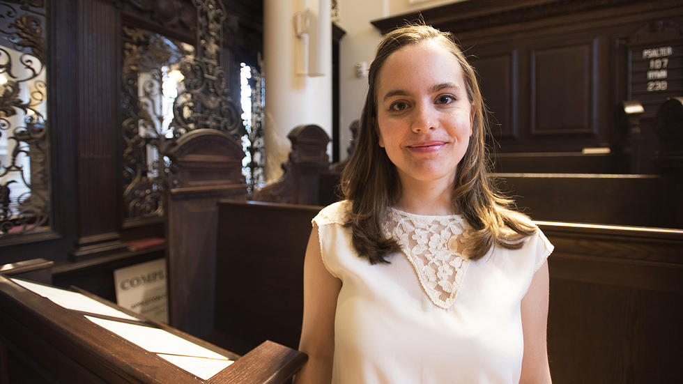 Madeline Lear speaks at Morning Prayers