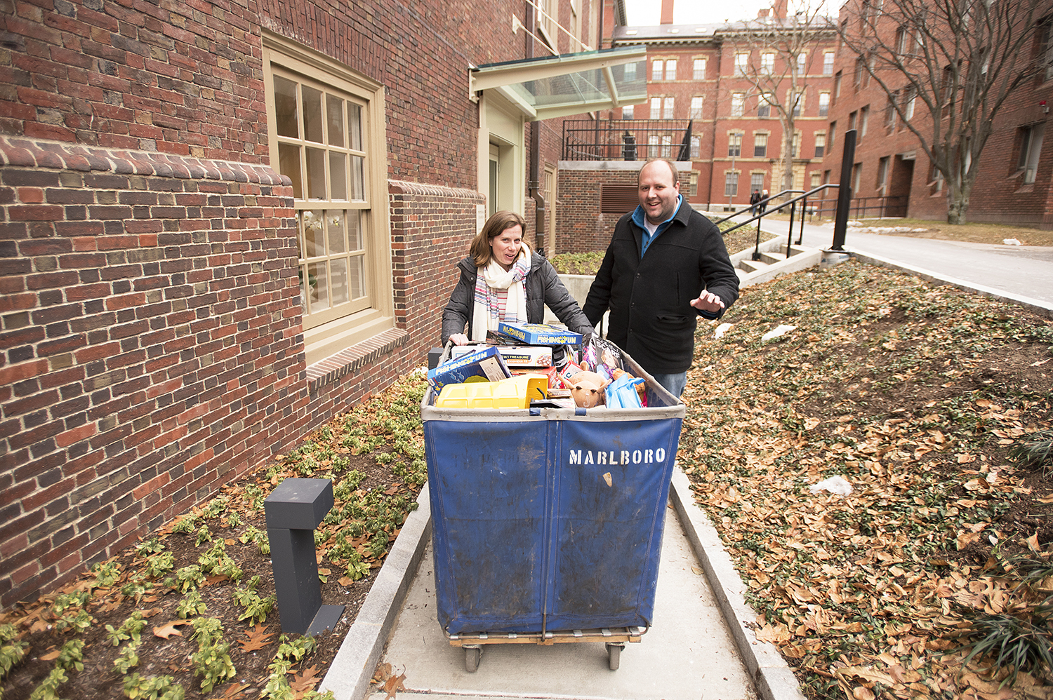 Toys collected by the Church School are picked up by Phillips Brooks House
