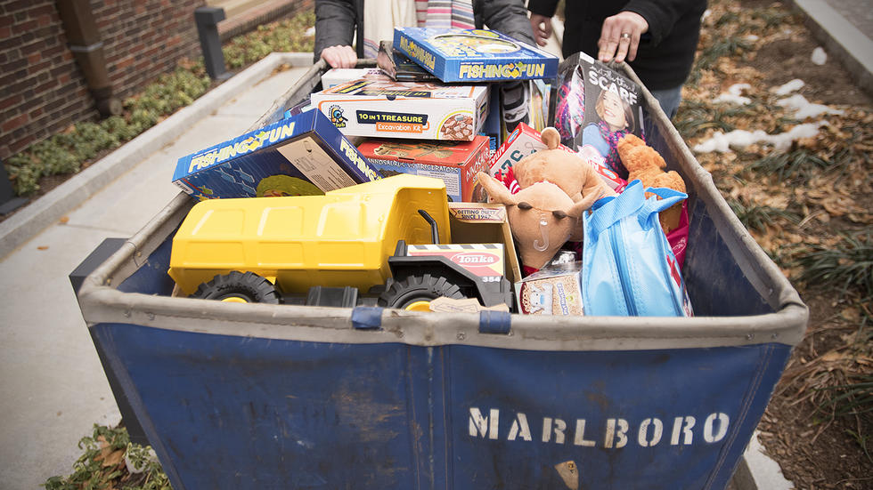 The Church School donated nearly 400 books, games and toys to the Phillips Brooks House.