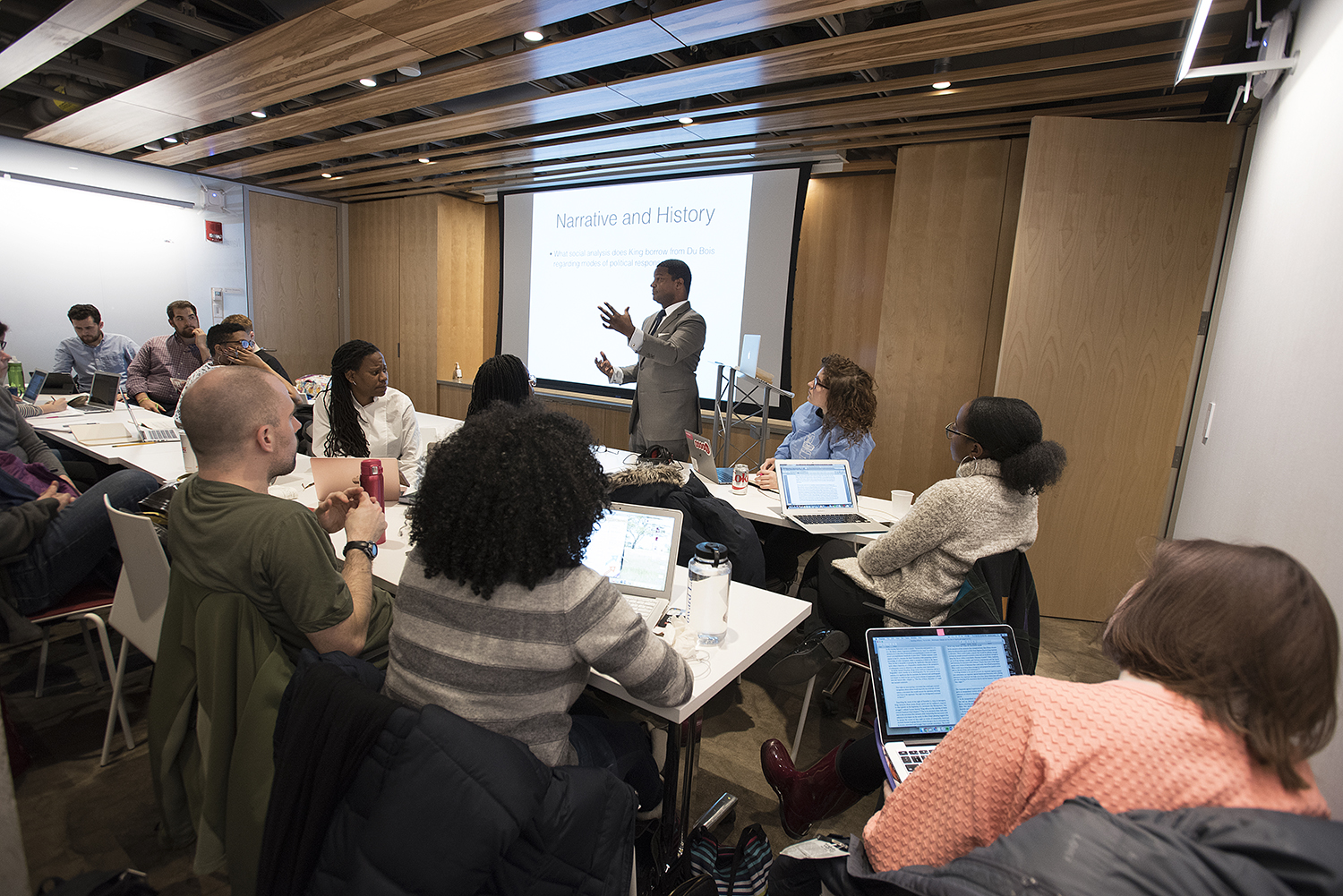 Professor Jonathan L. Walton teaches a class in the Buttrick Room.