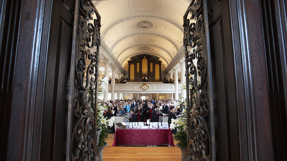 Sunday services in the Sanctuary of Memorial Church